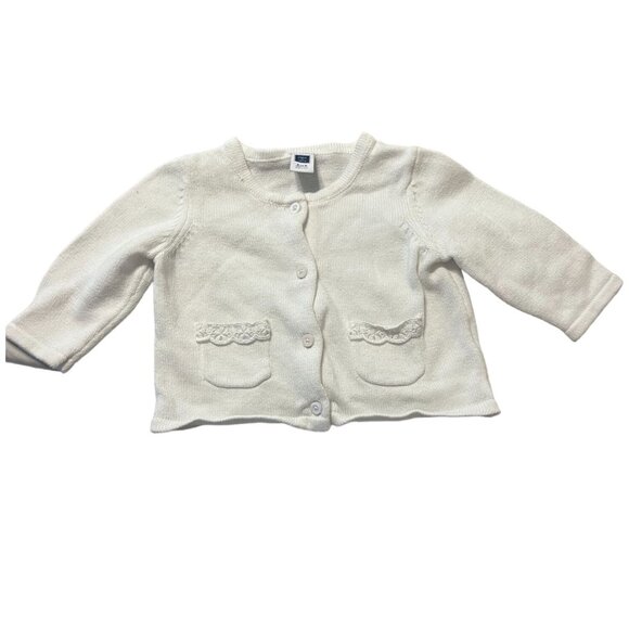 Janie and Jack White Cardigan Sweater infant Girls Size 3-6 months Excellent ver - Picture 1 of 4
